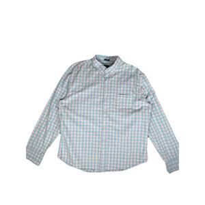 J.Crew Mens XL Flex Washed slim untucked light blue & pink gingham cotton blend